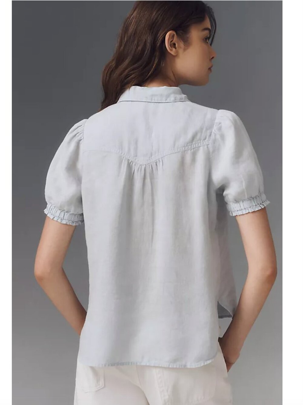 Anthropologie Pilcro the Aly Linen Puff-Sleeve Blouse - Picture 2 of 6